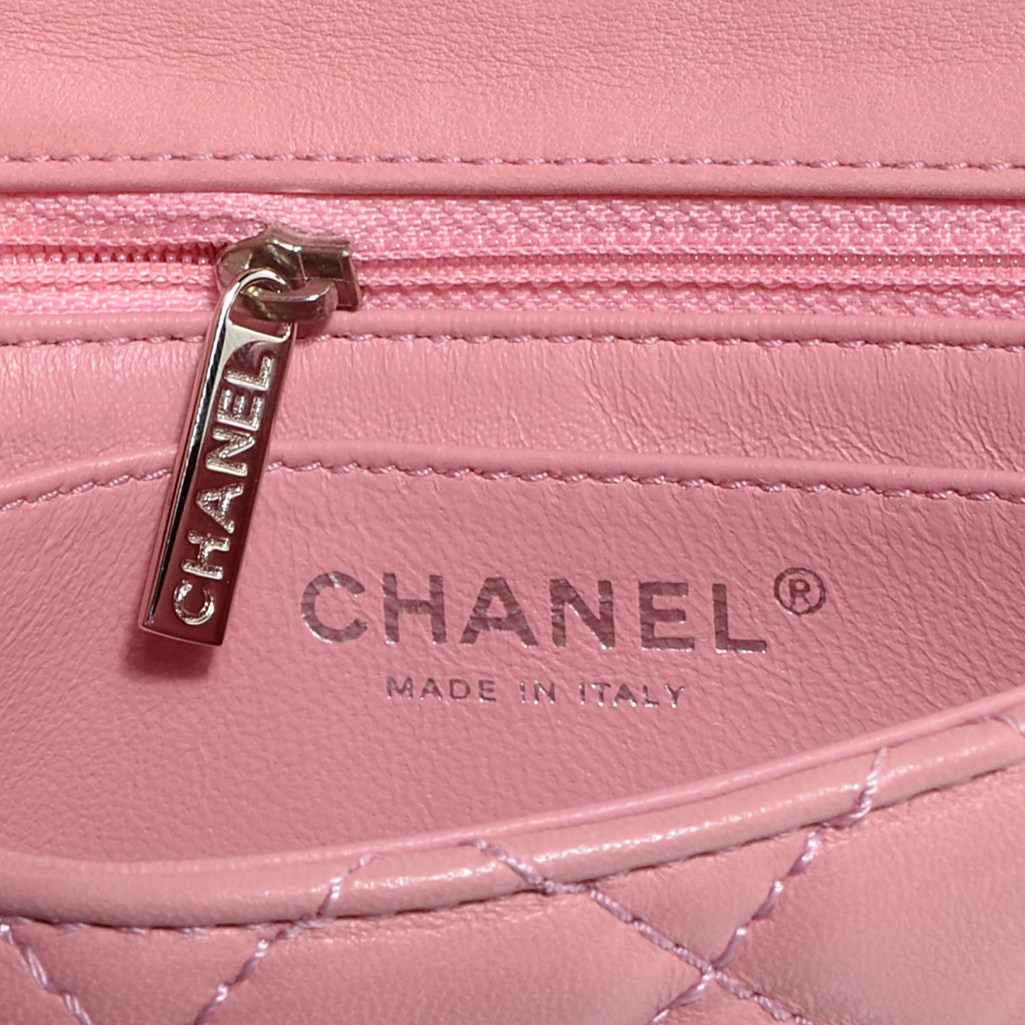 Lambskin Quilted Mini Square Flap Light Pink