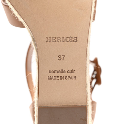 Hermes Goatskin Doll 60 Espadrille Wedge Sandals 37 Gold 7 of 13
