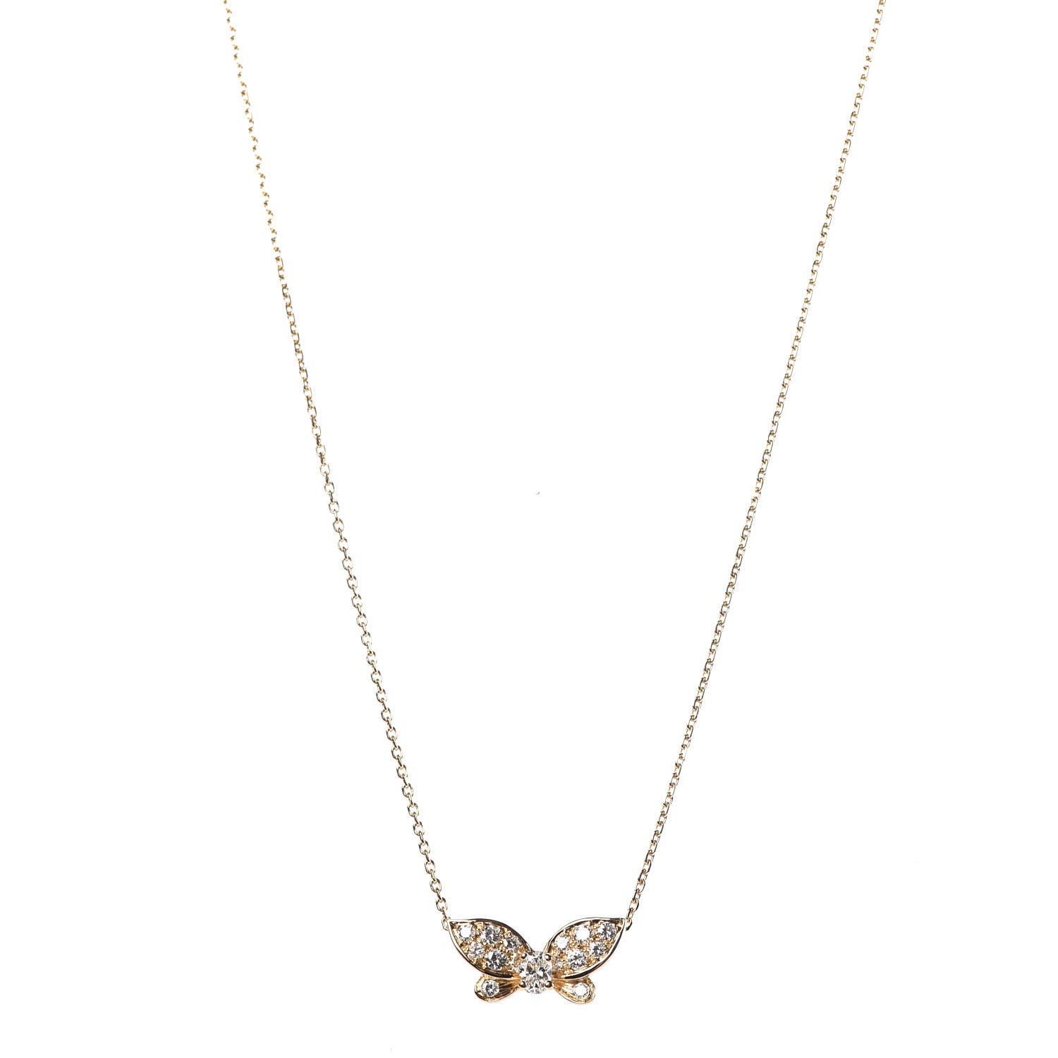 Van Cleef & Arpels 18K Yellow Gold Diamond Butterfly Pendant Necklace 1 of 6