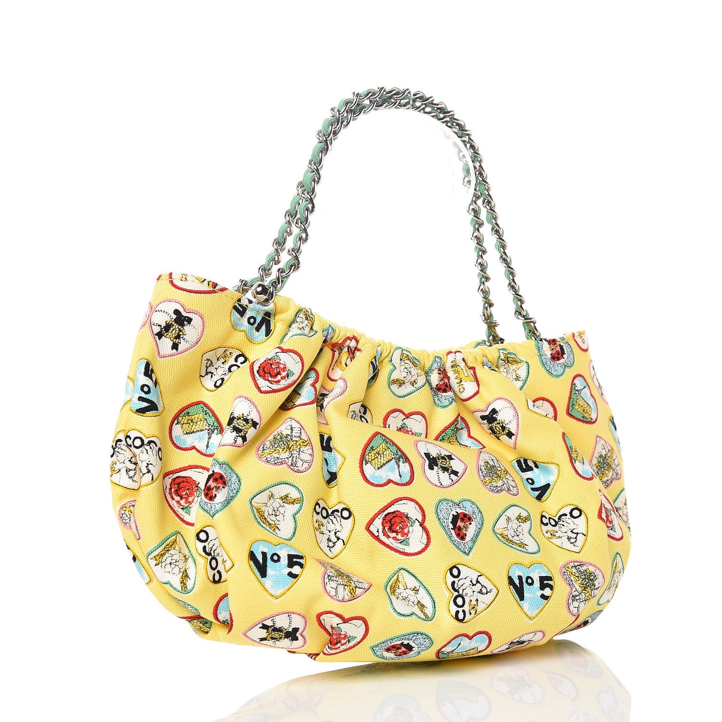 Canvas Coco Hearts Shoulder Bag Yellow