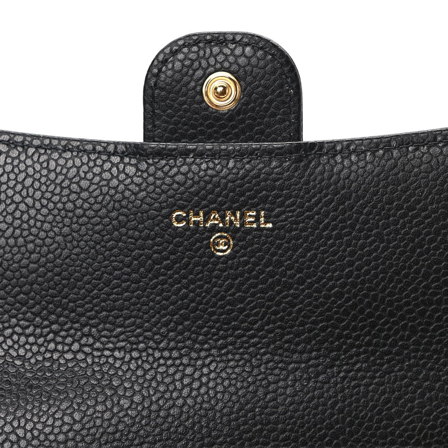 Caviar Quilted Large Gusset Flap Wallet Black