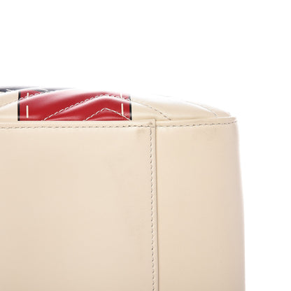 Gucci Calfskin Matelasse Trompe L'Oeil Print Medium GG Marmont Shoulder Tote Mystic White Hibiscus Red Marine Giallo 11 of 11