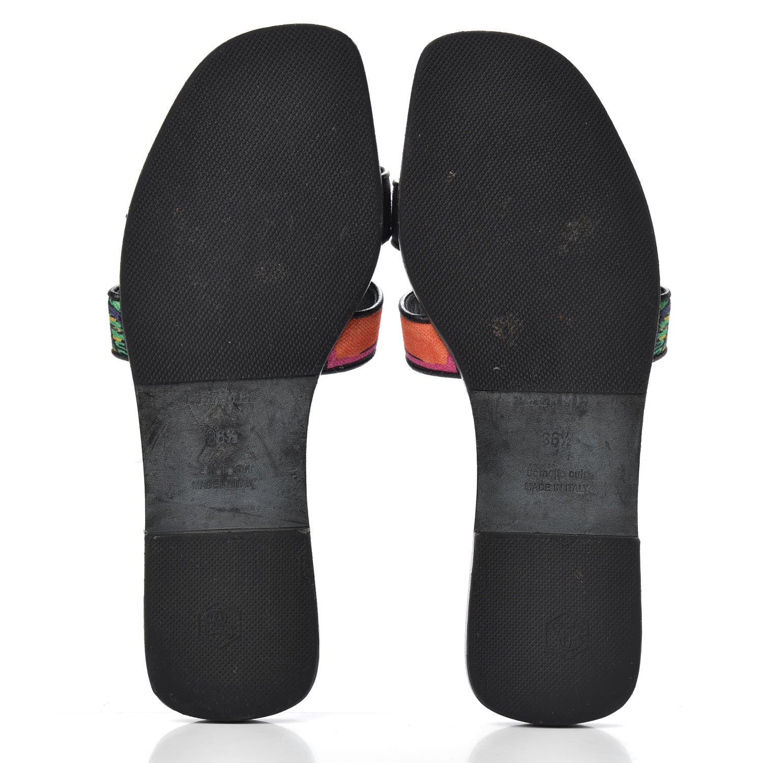 Hermes Cotton Canvas Tropical Modernisme Oran Sandals 36.5 Black 5 of 8