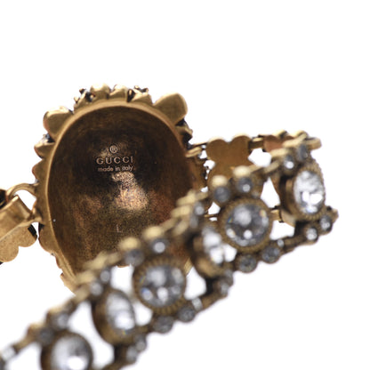 Gucci Metal Crystal Lion Head Bracelet L Aged Gold 5 of 5