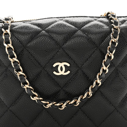 Chanel Caviar Quilted Hobo Clutch With Chain Black 8 of 11