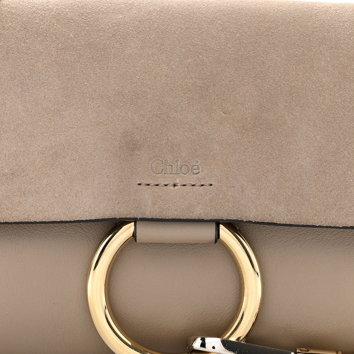 Suede Calfskin Small Faye Shoulder Bag Motty Grey