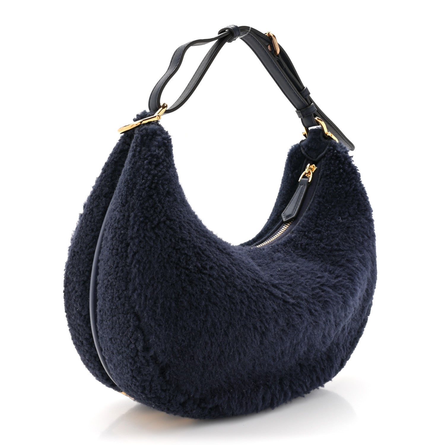 Fendi Sheep Fur Vitello Grace Small Fendigraphy Hobo Midnight 3 of 10