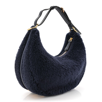 Fendi Sheep Fur Vitello Grace Small Fendigraphy Hobo Midnight 3 of 10