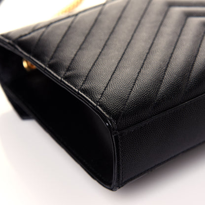 Saint Laurent Grain De Poudre Matelasse Chevron Medium Monogram Satchel Black 10 of 11