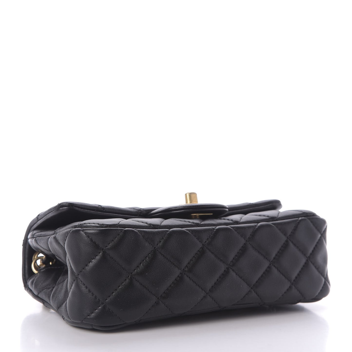 Lambskin Quilted Mini Rectangular Pearl Crush Flap Black