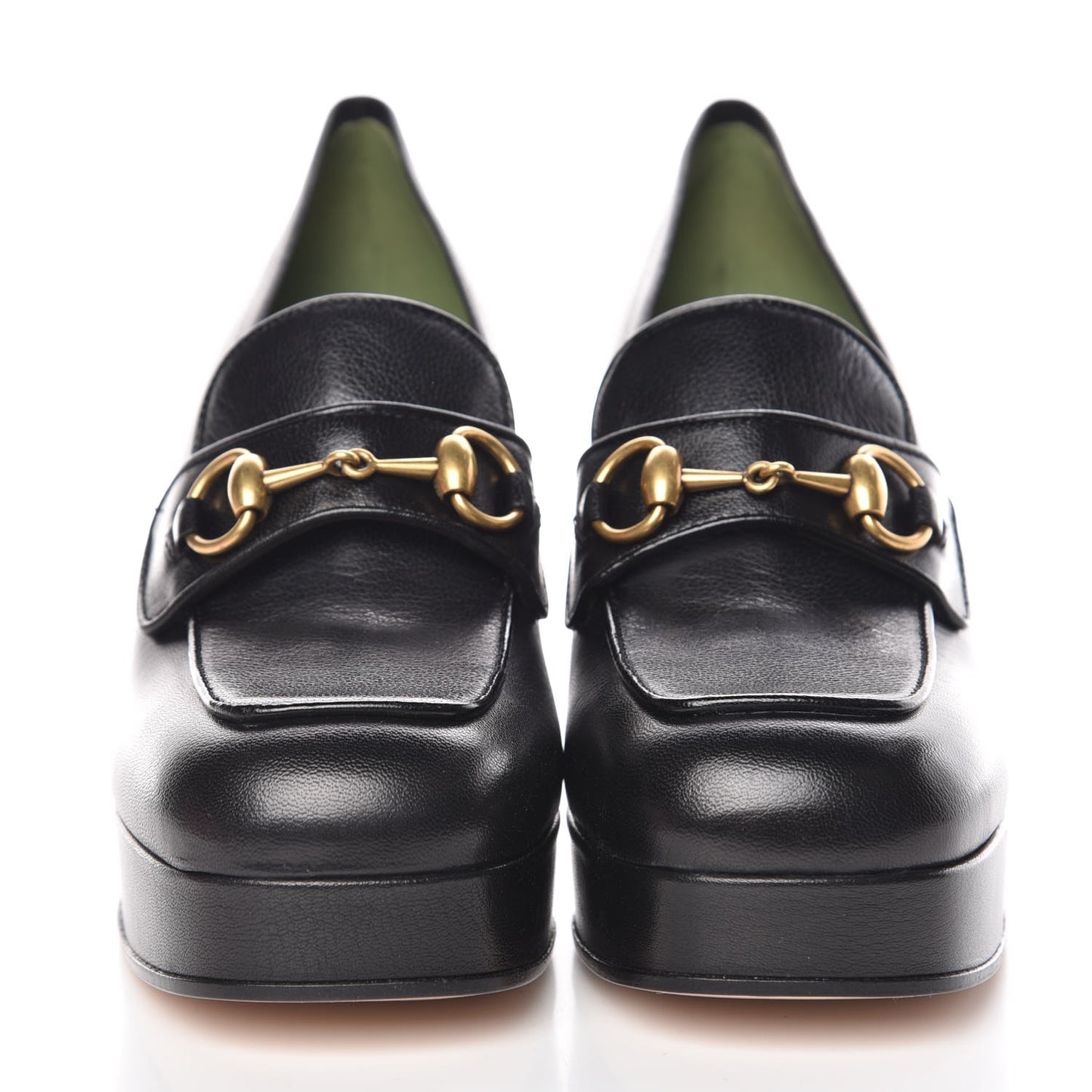Goatskin Houdan Mid Heel Platform Loafers 40 Black