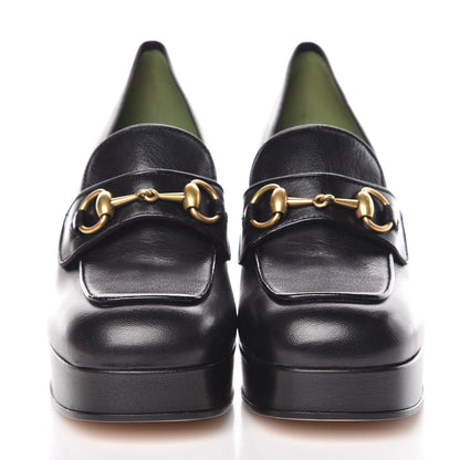 Gucci Goatskin Houdan Mid Heel Platform Loafers 40 Black 2 of 9