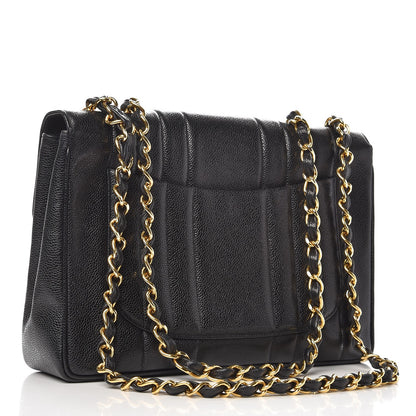 Chanel Caviar Vertical Quilted Jumbo Flap Black 4 of 15