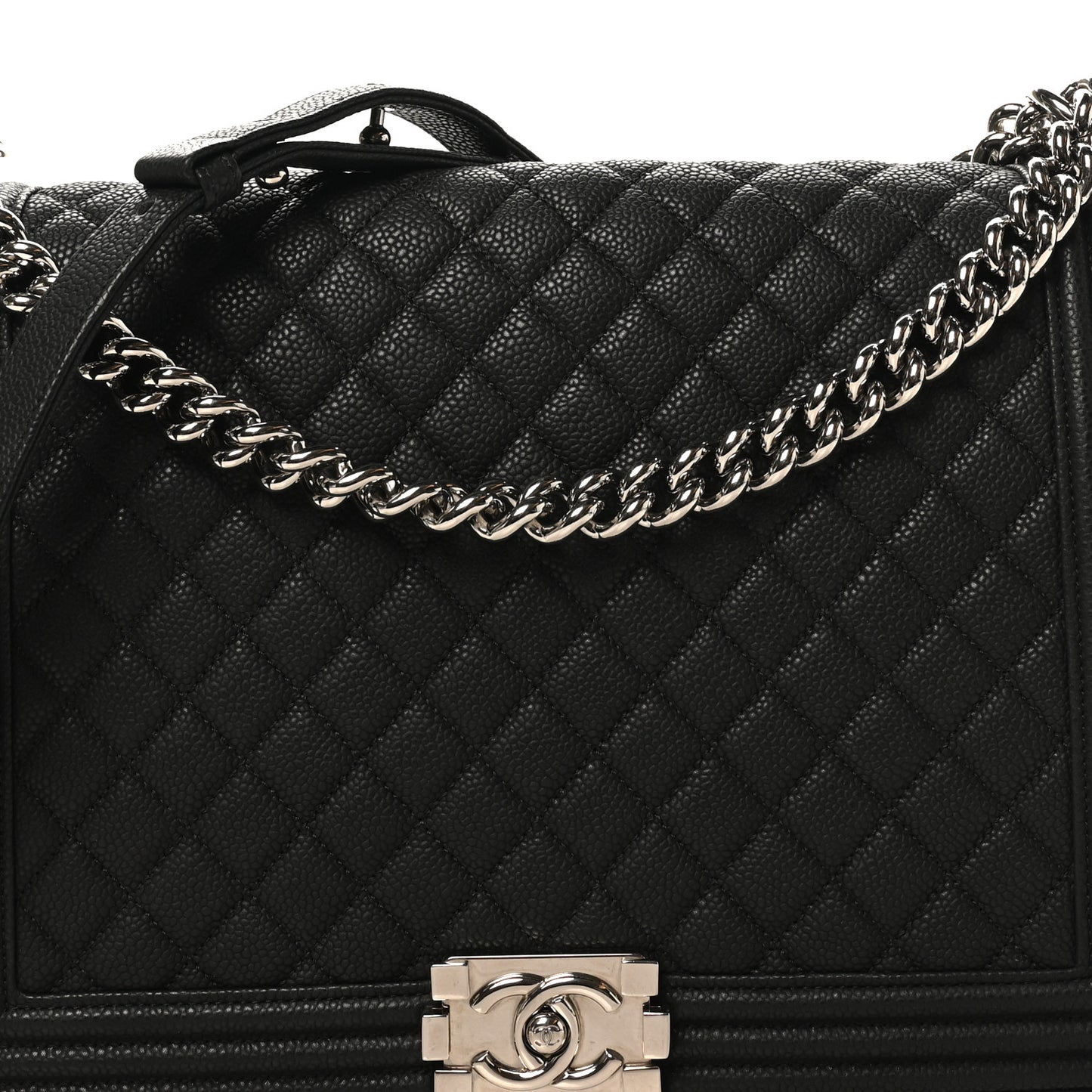 Caviar Quilted Large Boy Flap Black