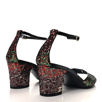 Chanel Glitter Ankle Strap Sandals 39 Multicolor 4 of 10