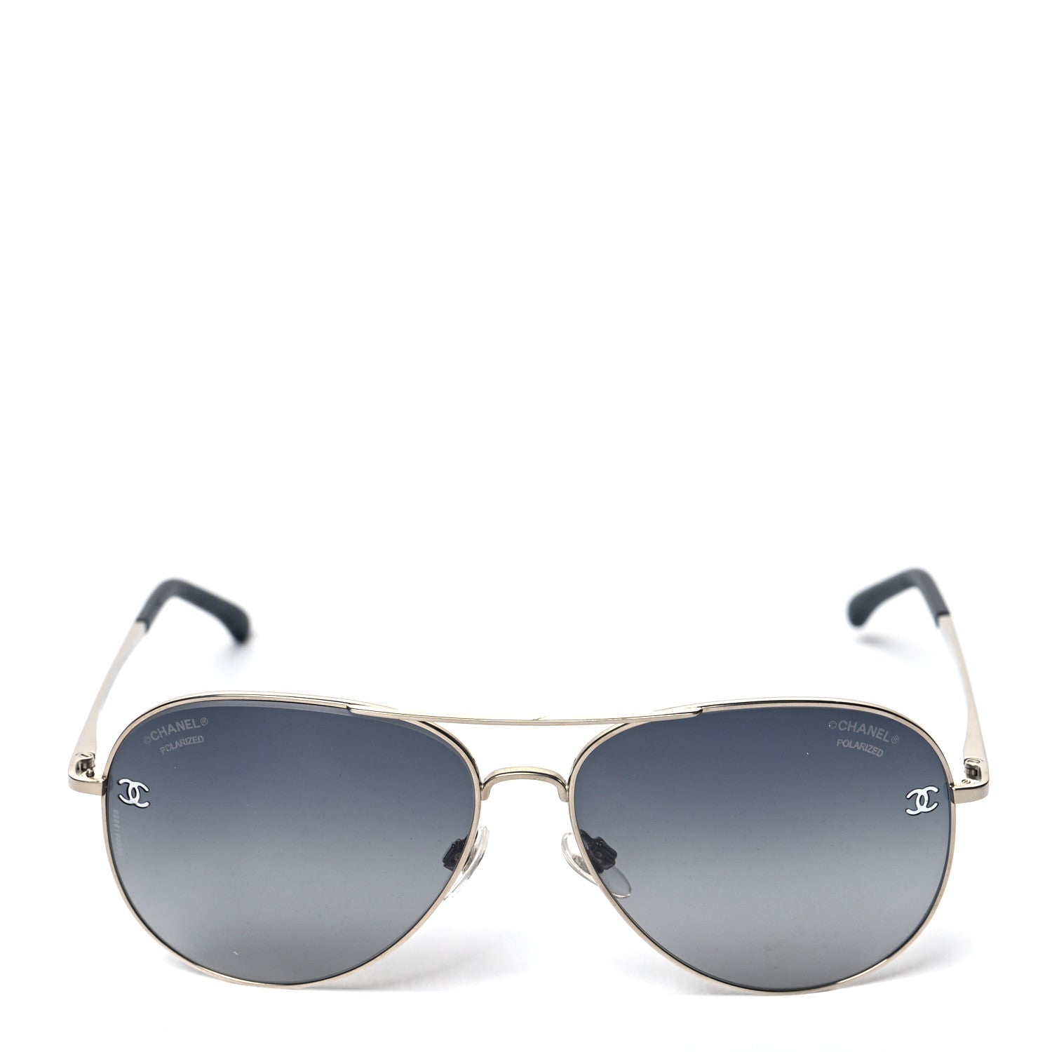 Chanel Metal Polarized Aviator CC Sunglasses 4189-T-Q Gold 2 of 9