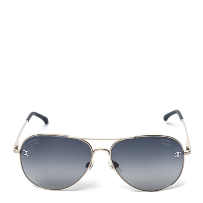 Chanel Metal Polarized Aviator CC Sunglasses 4189-T-Q Gold 2 of 9