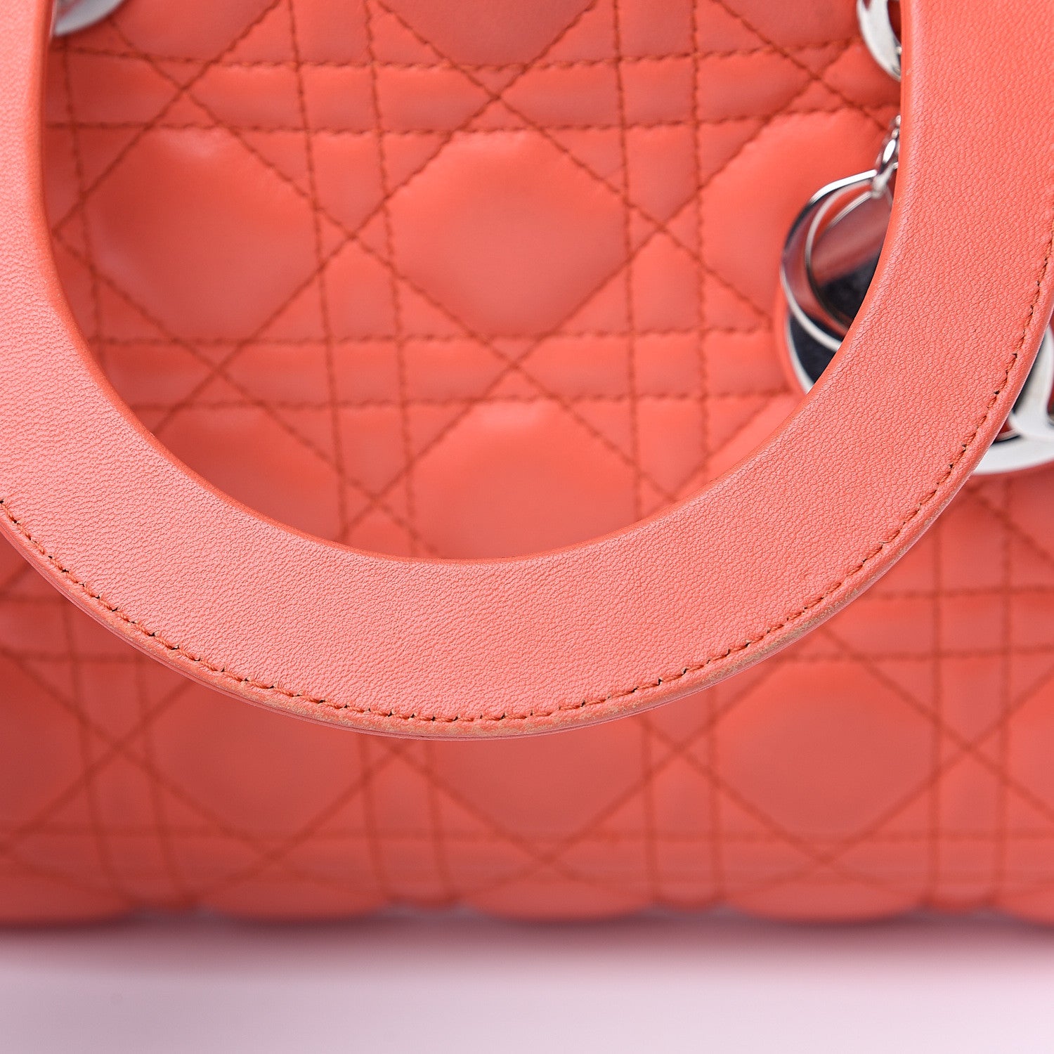 Christian Dior Lambskin Cannage Medium Lady Dior Orange 13 of 13