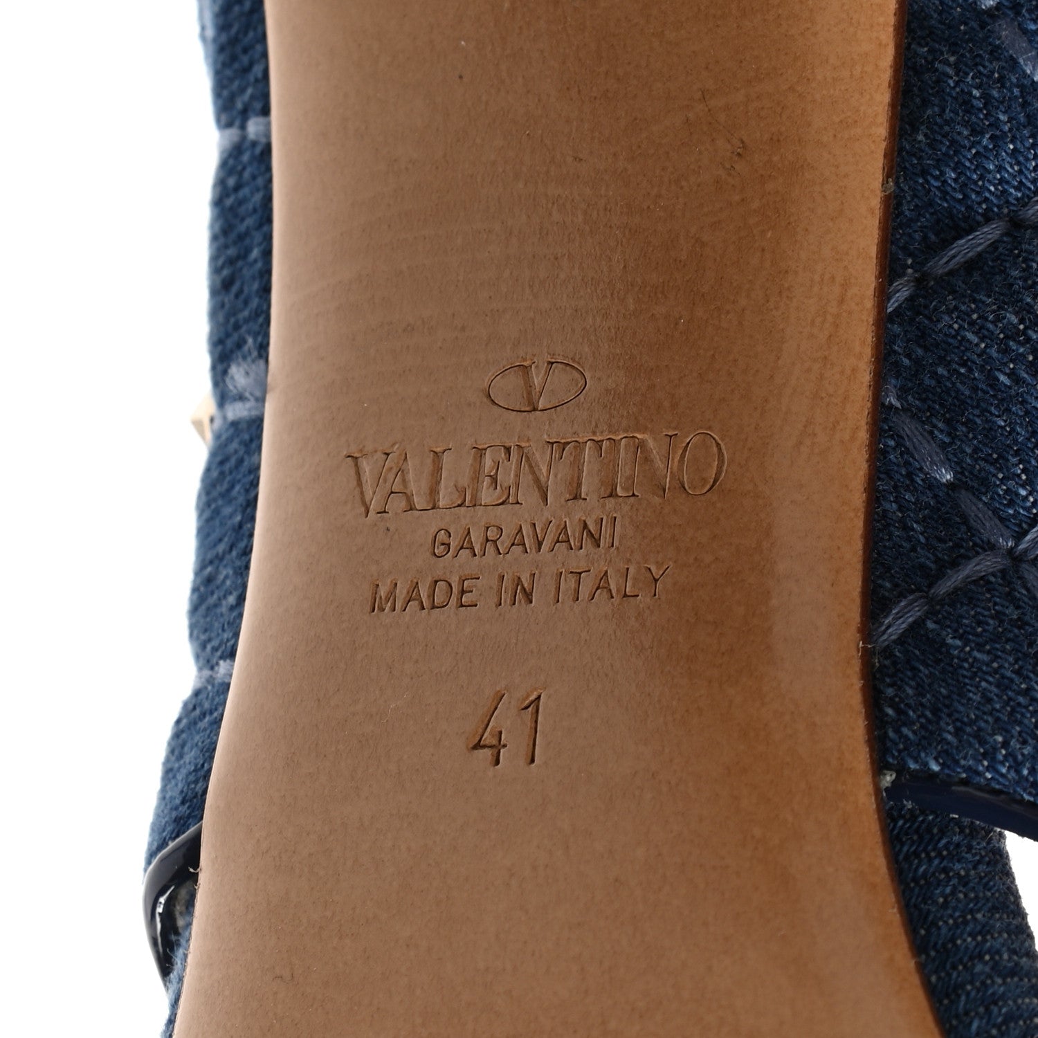 Valentino Garavani Denim Rockstud Spike Crisscross 90mm Slide Sandals 41 Light Denim 6 of 8