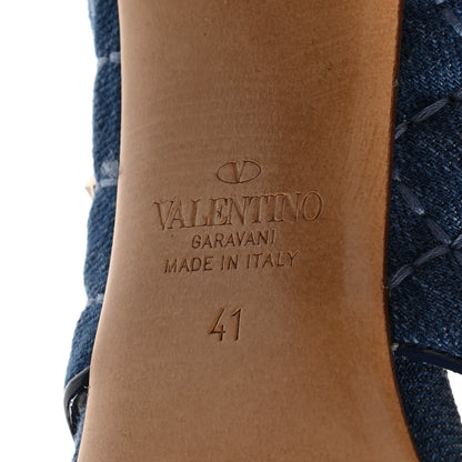 Valentino Garavani Denim Rockstud Spike Crisscross 90mm Slide Sandals 41 Light Denim 6 of 8
