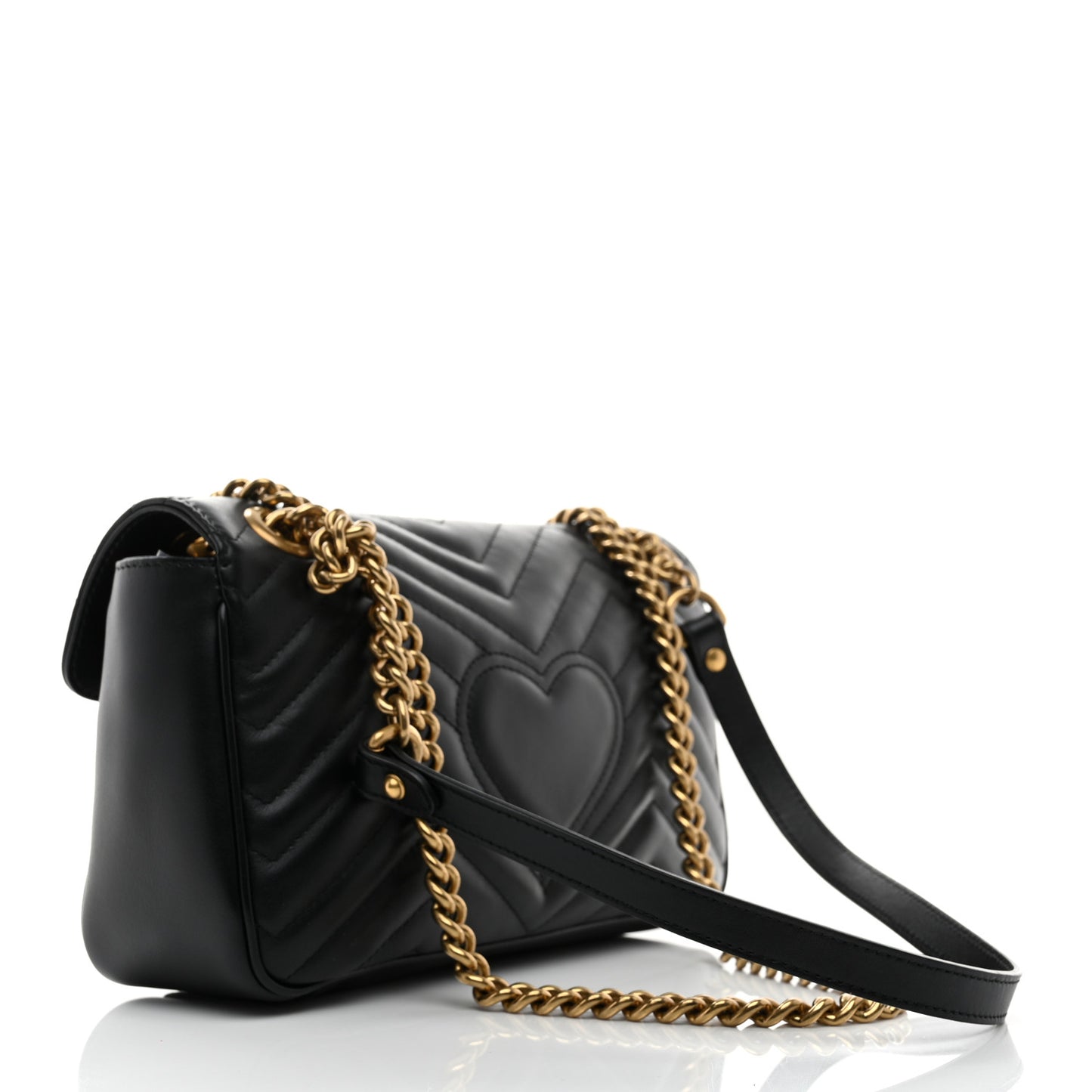 Calfskin Matelasse Small GG Marmont Shoulder Bag Black