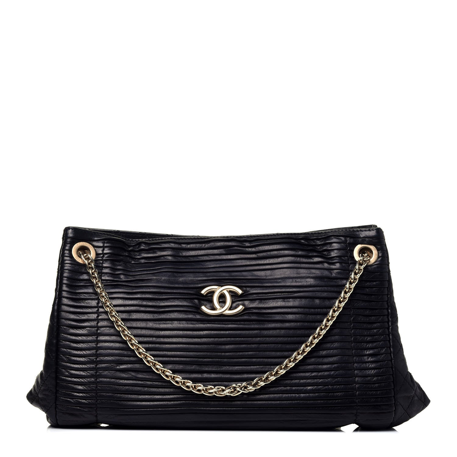 Chanel Lambskin Pleated Shoulder Bag Black 1 of 8