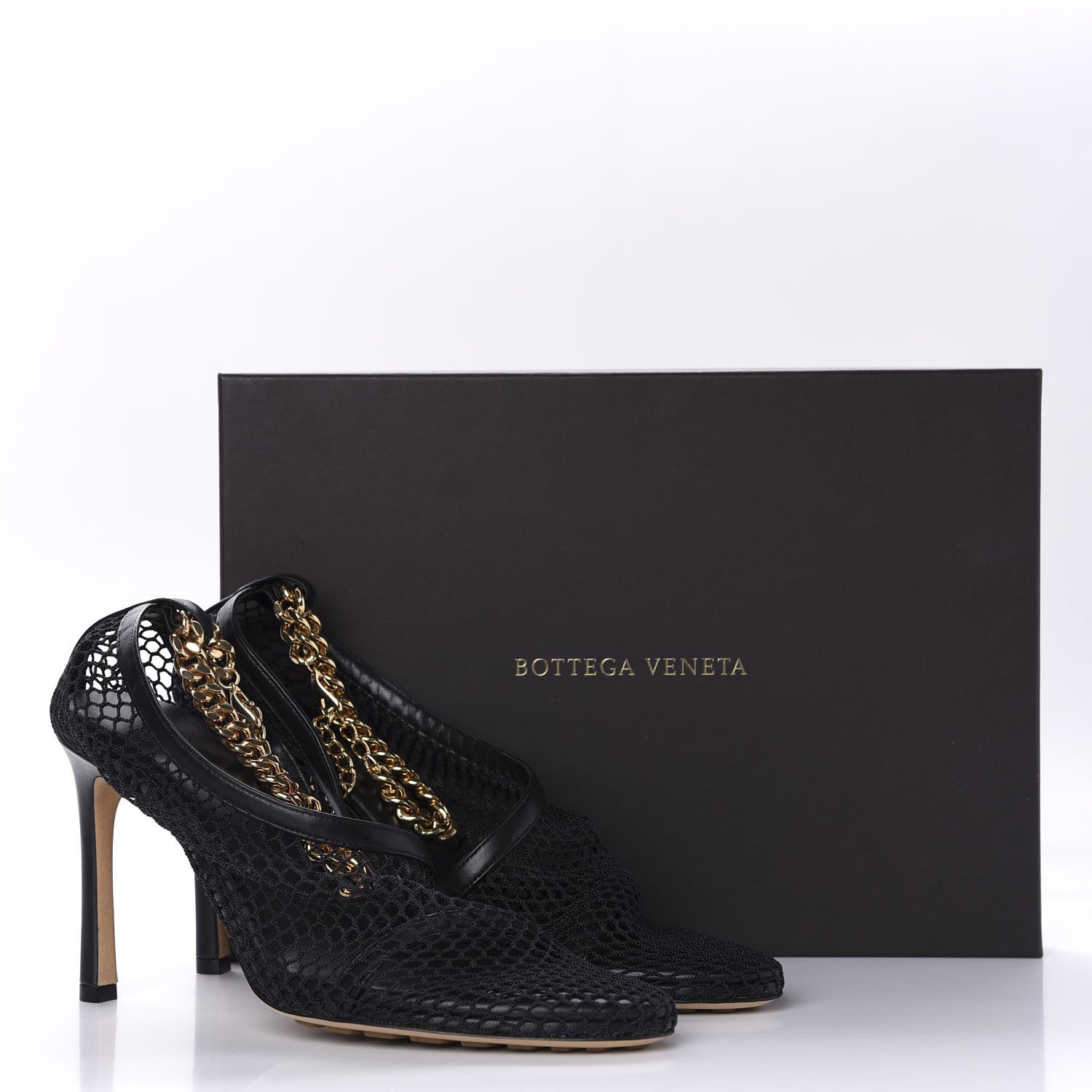 Bottega Veneta Mesh Nappa Chunky Chain Sandals 38 Black 9 of 9