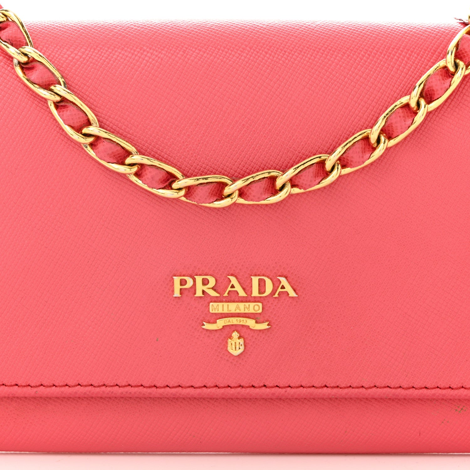 Prada Saffiano Metal Oro Chain Wallet Peonia 7 of 12