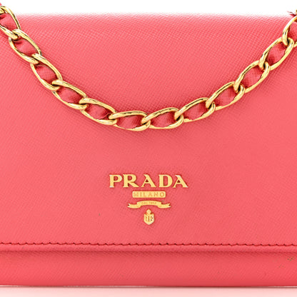 Prada Saffiano Metal Oro Chain Wallet Peonia 7 of 12