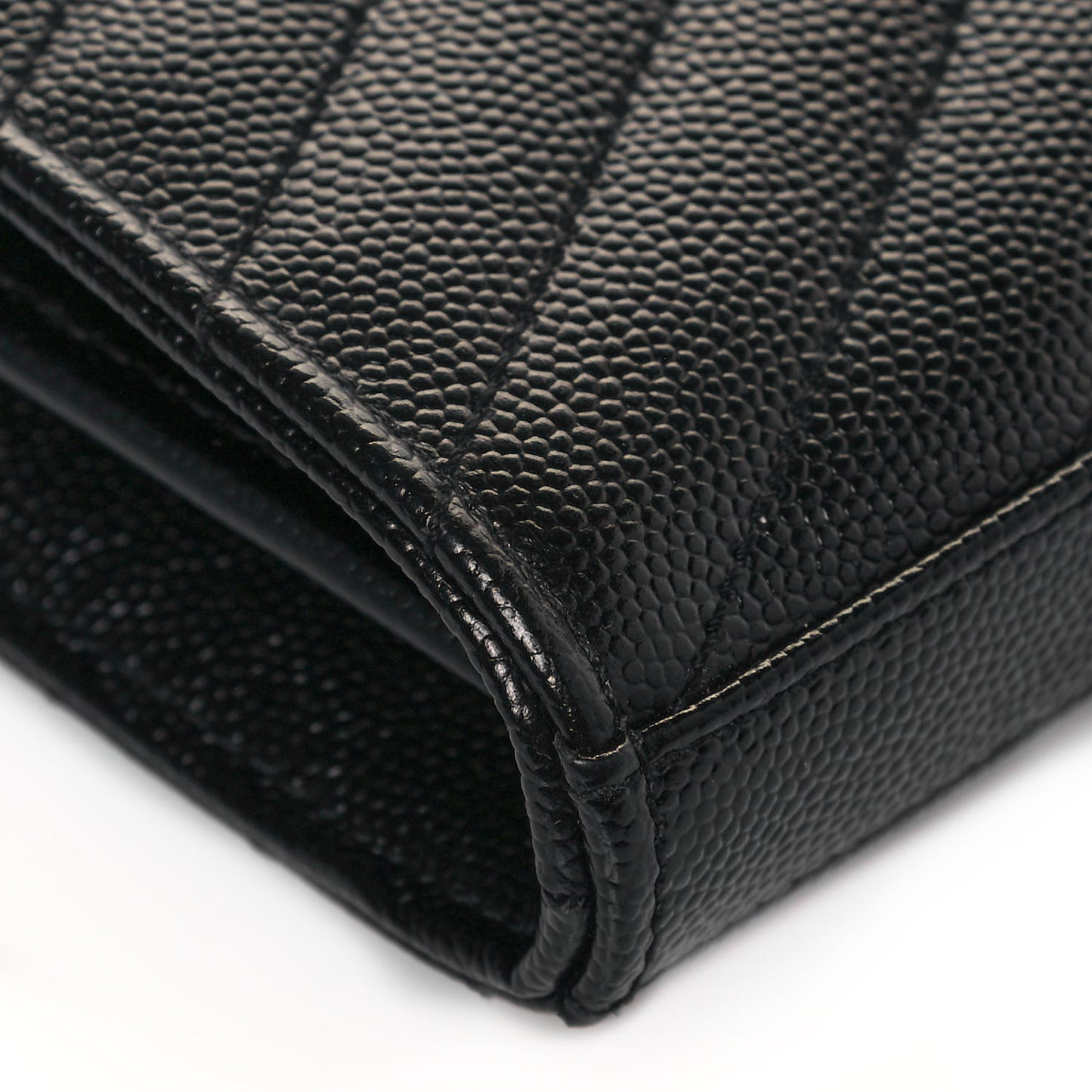 Grain De Poudre Matelasse Chevron Monogram Chain Wallet Black