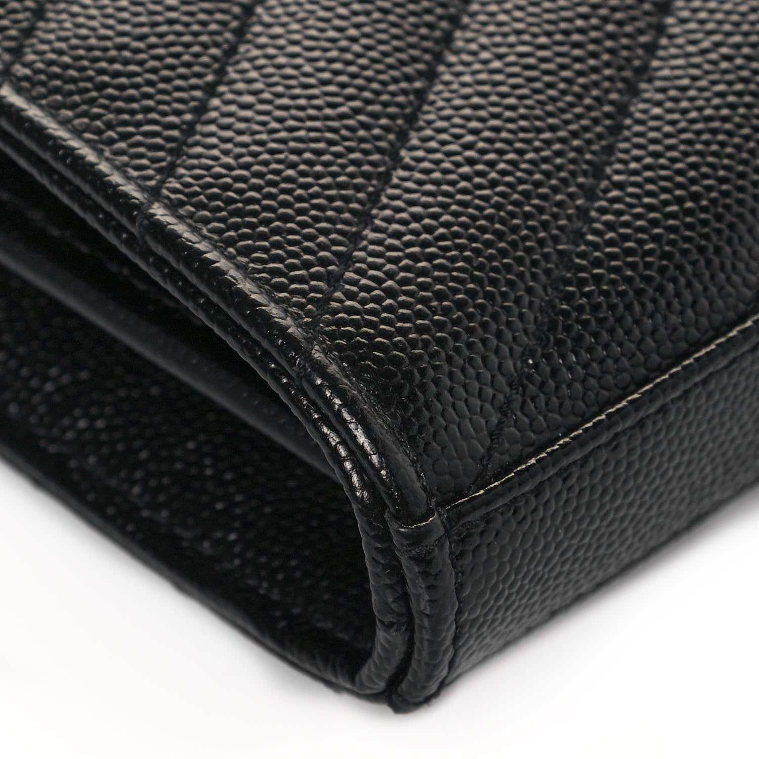 Saint Laurent Grain De Poudre Matelasse Chevron Monogram Chain Wallet Black 10 of 12