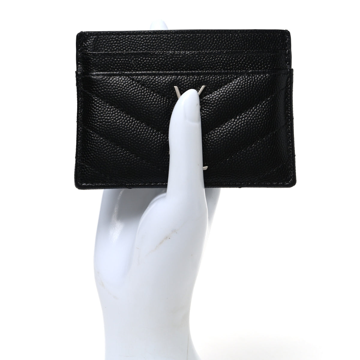 Grain De Poudre Matelasse Chevron Monogram Credit Card Case Black