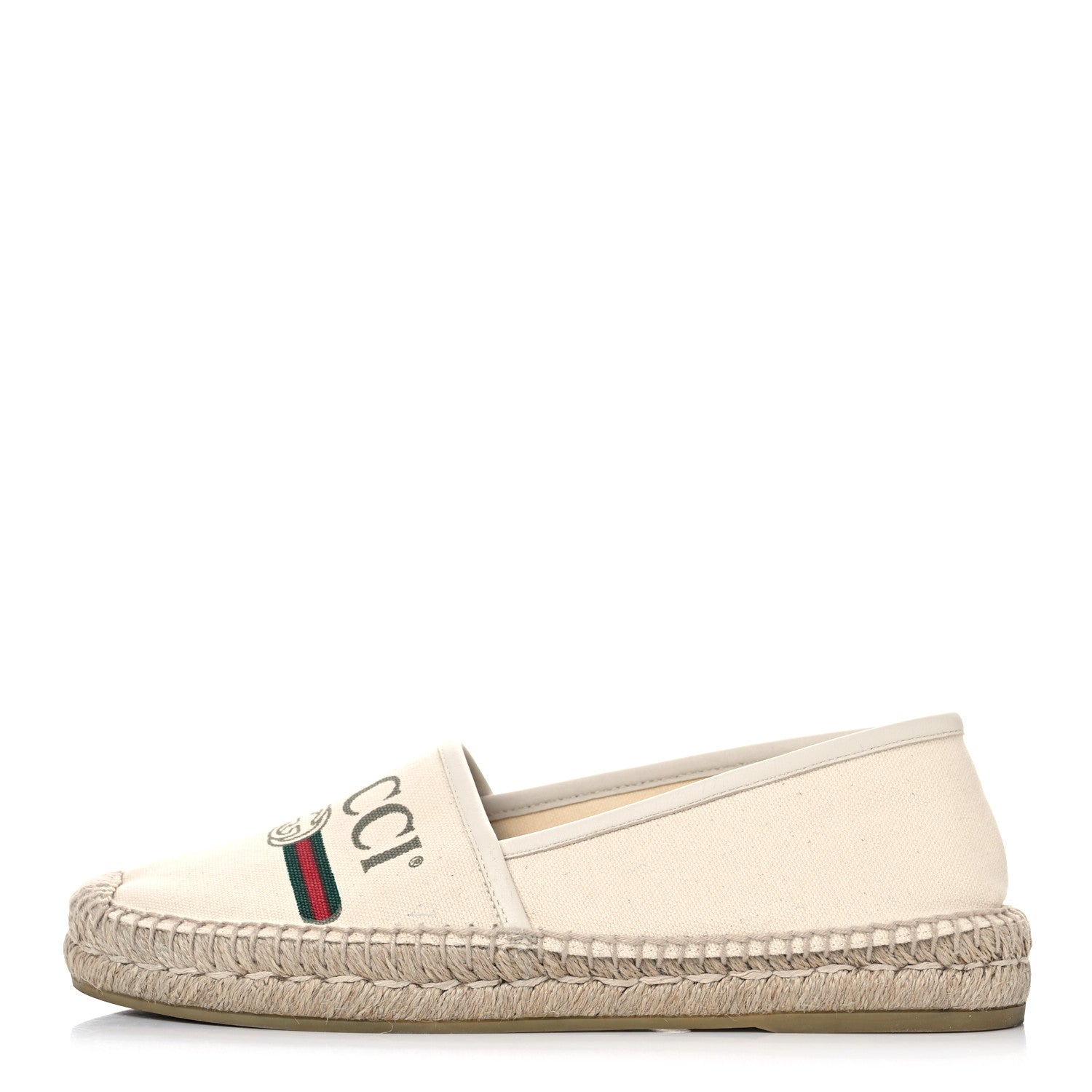 Gucci Canvas Logo Espadrilles 38 Greggio White 1 of 14