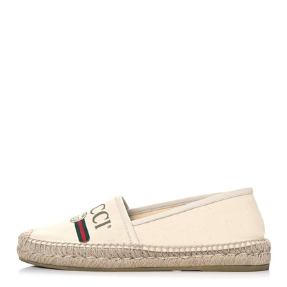 Gucci Canvas Logo Espadrilles 38 Greggio White 1 of 14