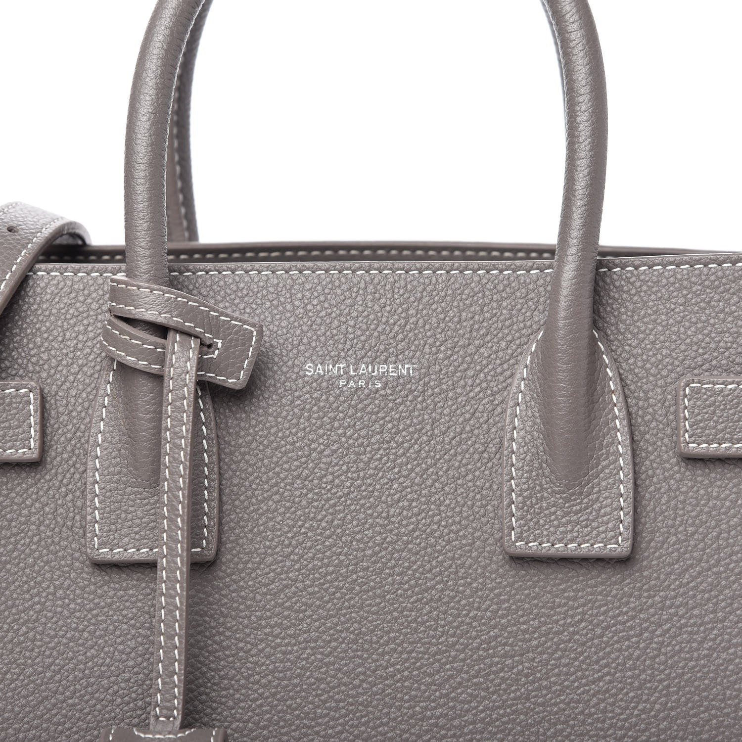 Saint Laurent Grained Calfskin Topstich Baby Sac De Jour Fog 9 of 10