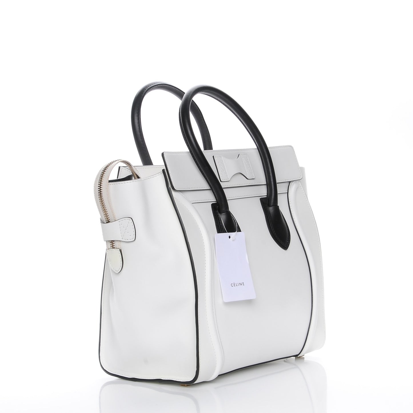 Satin Calfskin Mini Bi-Color Luggage White Black