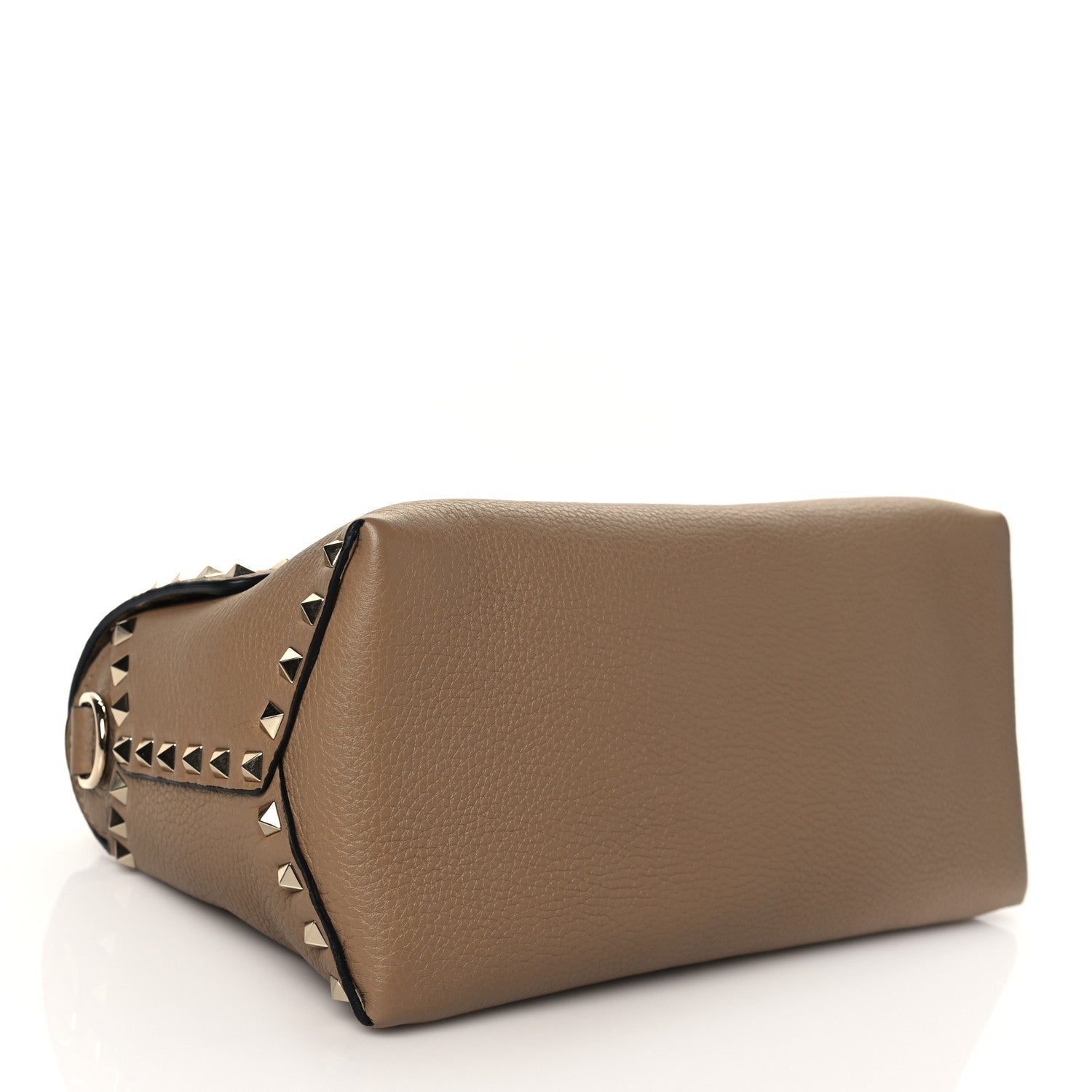 Valentino Garavani Pebbled Calfskin Medium Rockstud Top Handle Shoulder Bag Brown 3 of 8