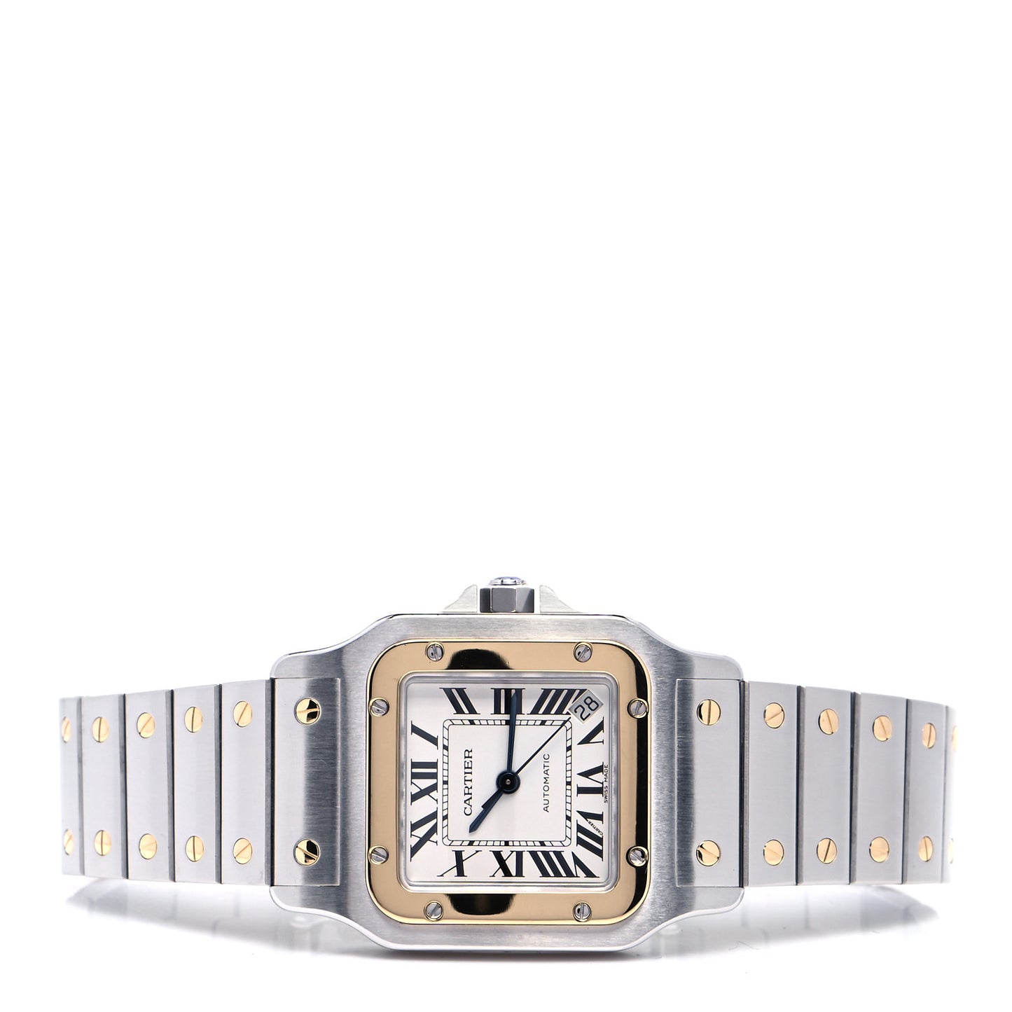 Stainless Steel 18K Yellow Gold 32mm Santos De Cartier Galbee Automatic Watch