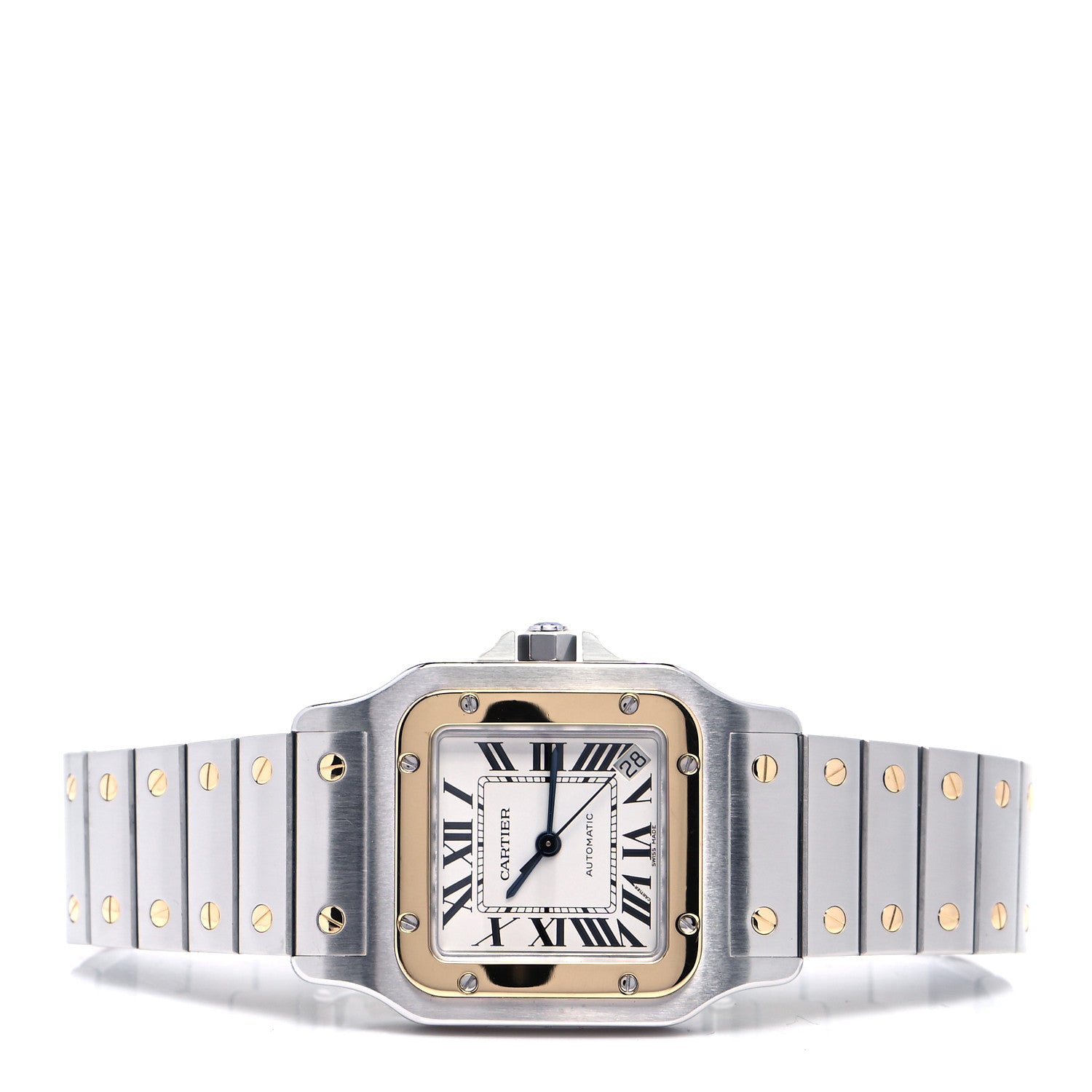 Cartier Stainless Steel 18K Yellow Gold 32mm Santos De Cartier Galbee Automatic Watch 2 of 4