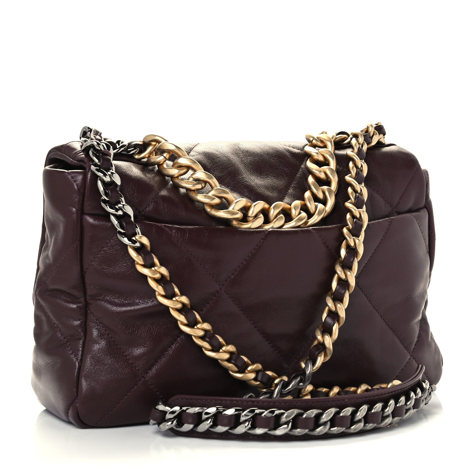 Chanel Shiny Goatskin Quilted Large Chanel 19 Flap Brown 2 of 9