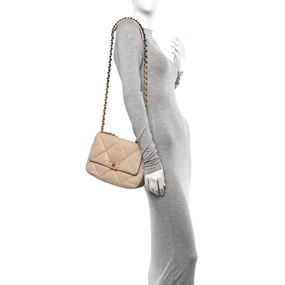 Chanel Goatskin Quilted Medium Chanel 19 Flap Beige 2 of 10