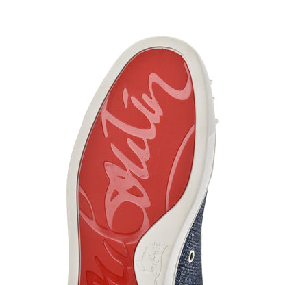 Christian Louboutin Lame Lou Spikes Flat Sneakers 38 Blue 8 of 12