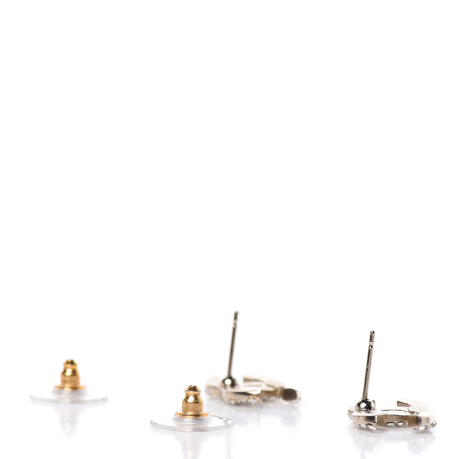 Chanel Crystal CC Earrings Light Gold 3 of 5