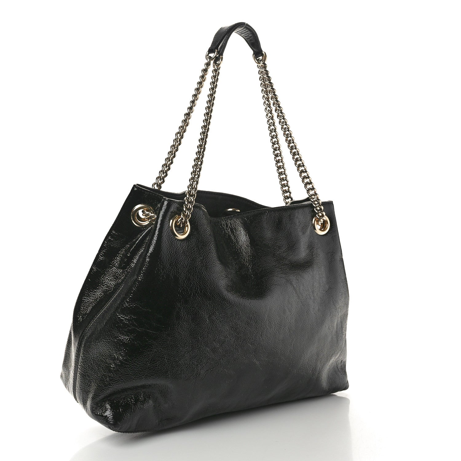 Gucci Patent Medium Soho Chain Shoulder Bag Black 3 of 11