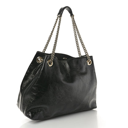 Gucci Patent Medium Soho Chain Shoulder Bag Black 3 of 11