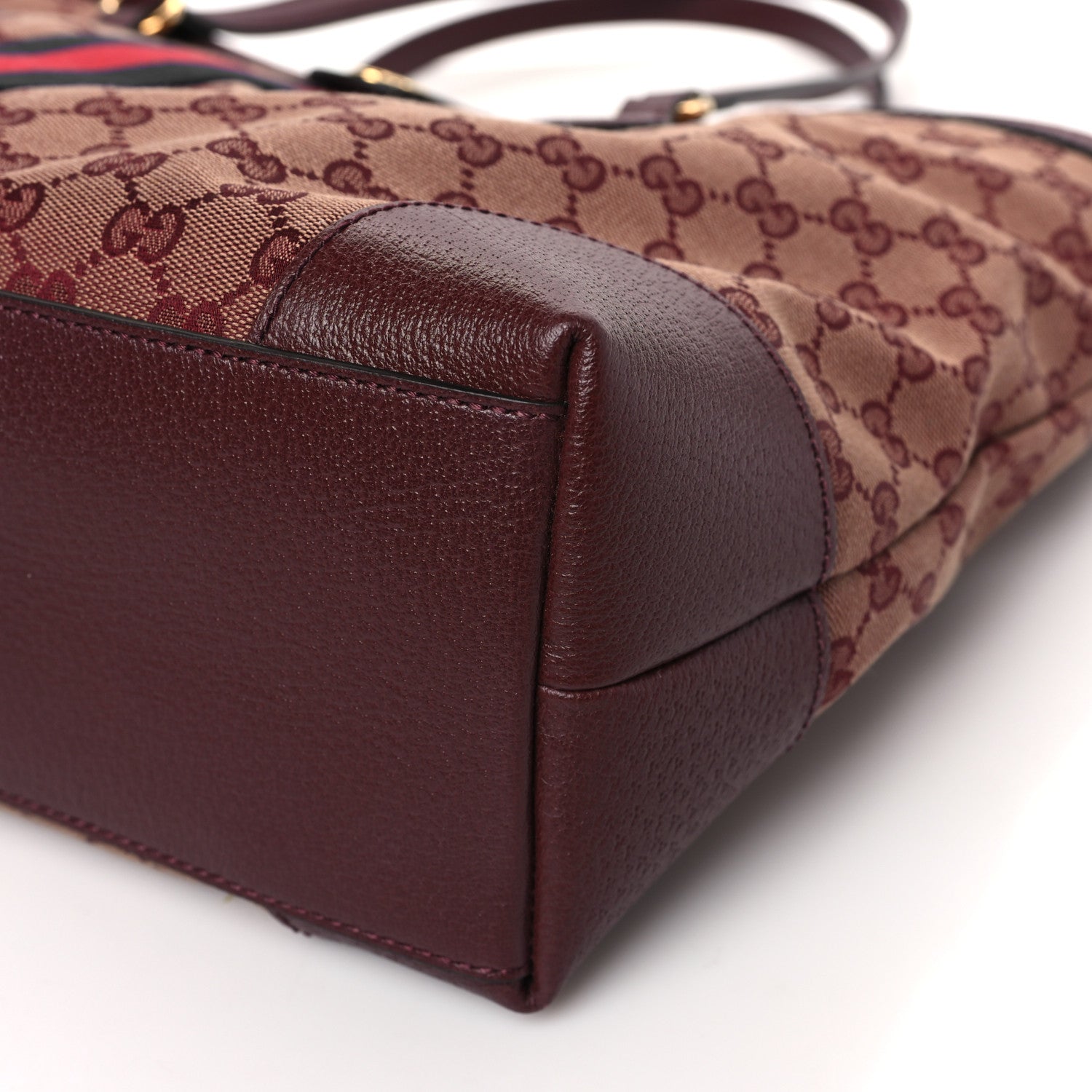 Gucci Monogram Textured Dollar Calfskin Web Medium Ophidia Shopping Tote Sahara Rubino Chardonnay 8 of 8
