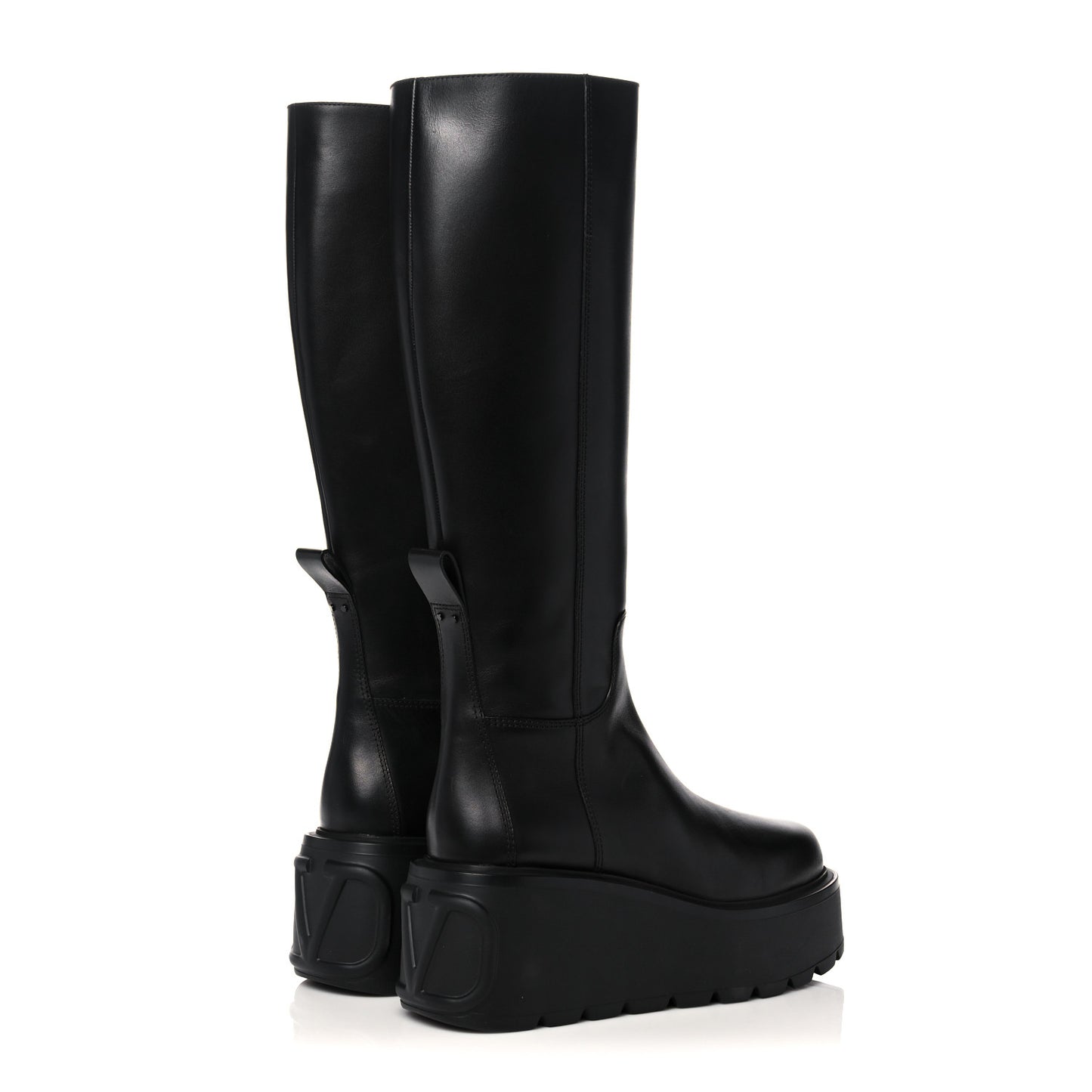 Calfskin VLOGO Uniqueform 55/85mm Flatform Knee High Boots 41 Black