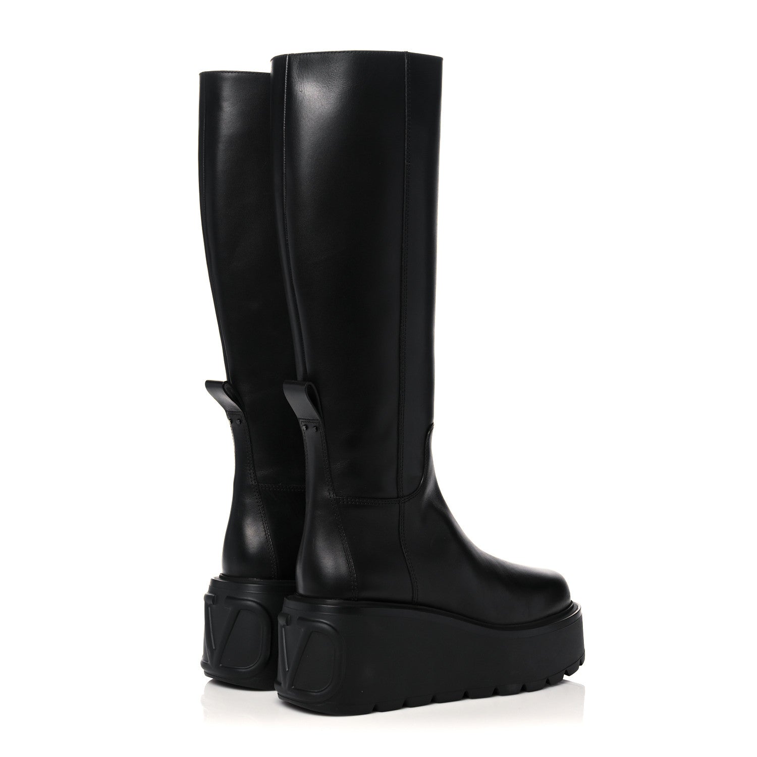 Valentino Garavani Calfskin VLOGO Uniqueform 55/85mm Flatform Knee High Boots 41 Black 4 of 10