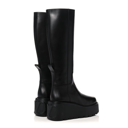 Valentino Garavani Calfskin VLOGO Uniqueform 55/85mm Flatform Knee High Boots 41 Black 4 of 10