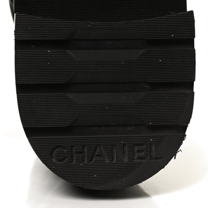 Chanel Shiny Lambskin Quilted Lace Up Combat Boots 38.5 Black 8 of 14